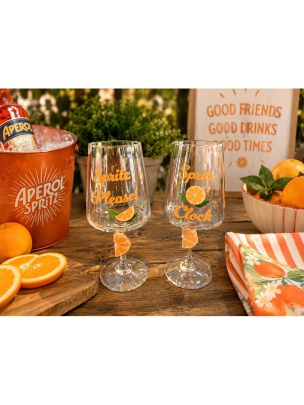 New Set Orange Wine / Cocktail Spritz W/ Orange For Rim Beverage Drinking Party